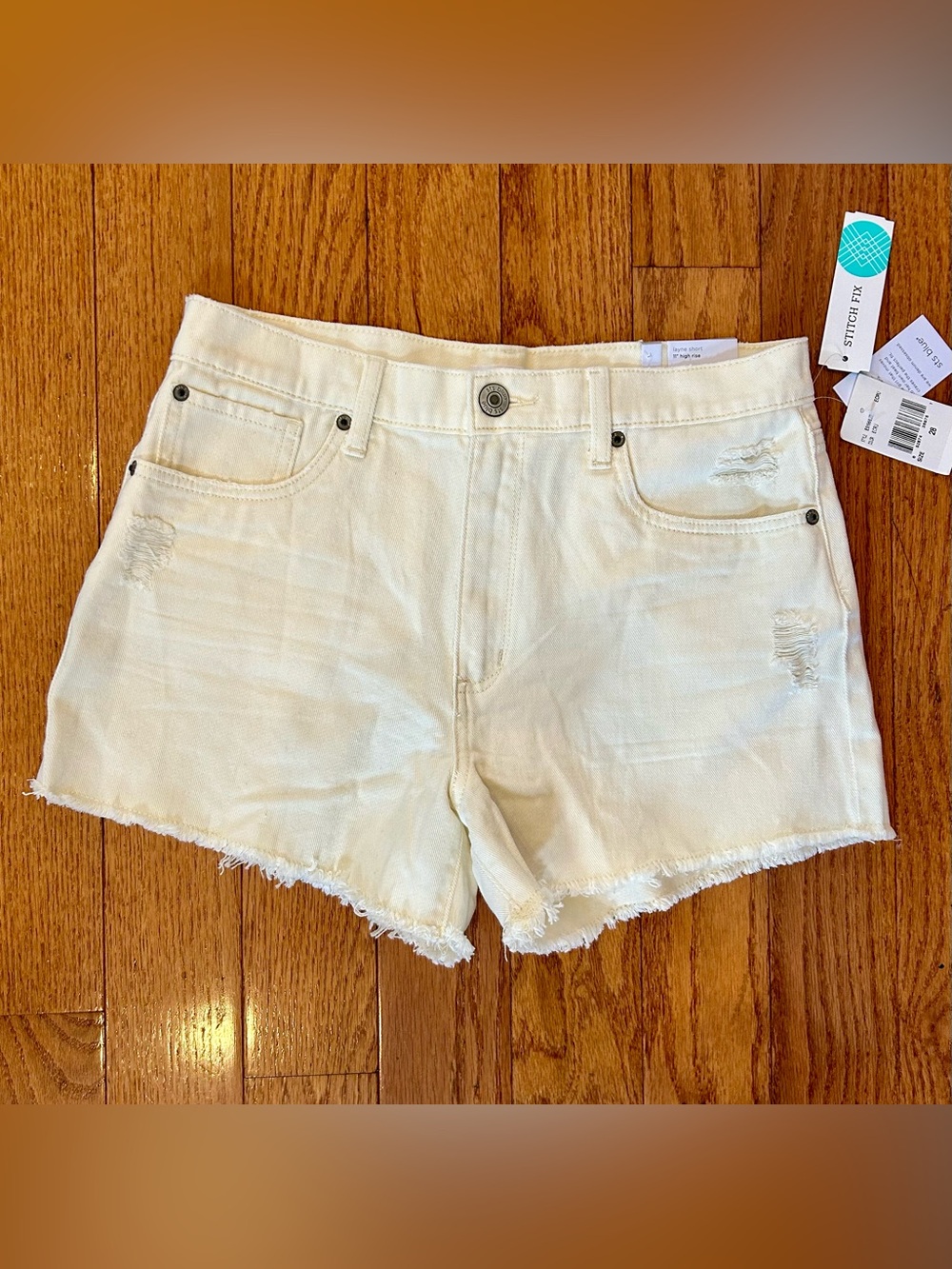 NWT STS Blue Layne High Rise Short in Ecru - 100% Cotton